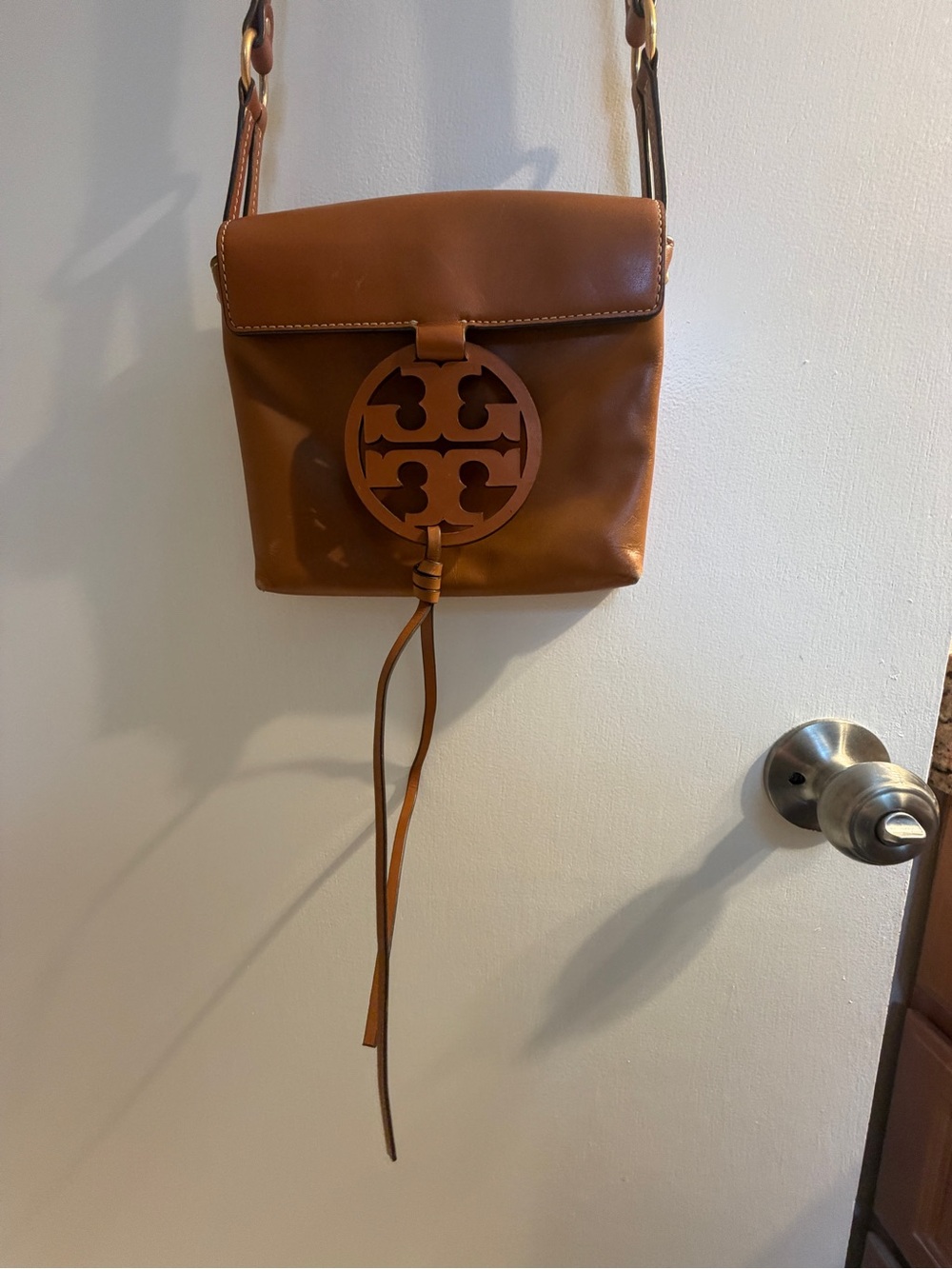 Tory Burch Tan Leather Logo Crossbody